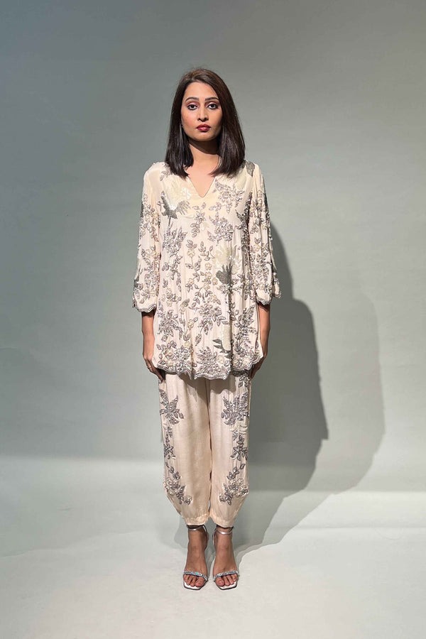 Elevated Embroidered Champagne Co-ord