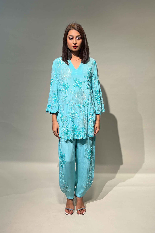 Elevated Embroidered Blue Co-ord