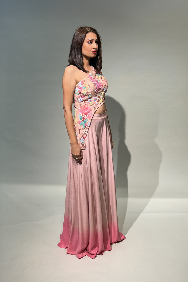 Blush Pink Sharara and Crop Top
